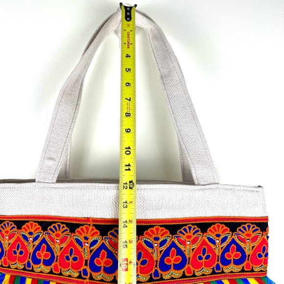 Boho Tote Bag, Extra Large Carryall, Ethnic Embroidered, New, Hippie, Red, XL - Picture 9 of 13